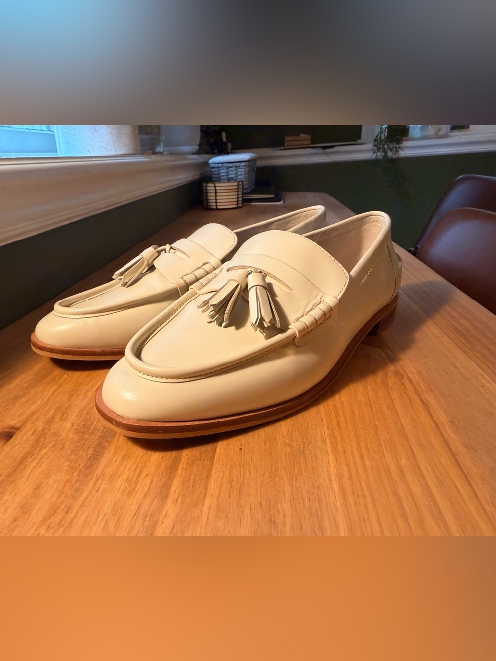 Vince Camuto Cream Leather Tassel Loafers - Picture 3 of 6